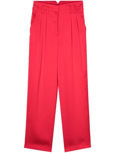Genny Straight-leg Satin Trousers In 红色