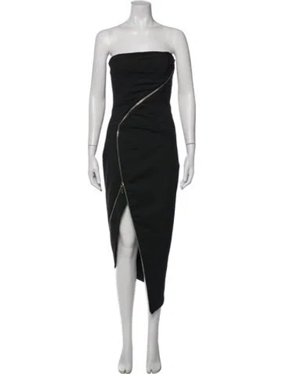 Pre-owned Genny Strapless Midi Length Dress In Black