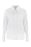 Genny Embroidered Shirt With Slit Sleeves And Rhinestone Buttons In White
