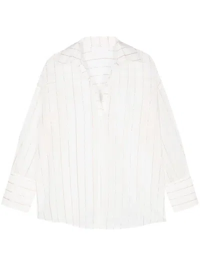 Genny Striped Blouse In White