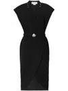 Genny Button-detailing Wrap Midi Dress In Black