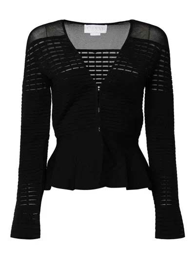GENNY V-NECK SWEATER WITH GODET FLOUNCE