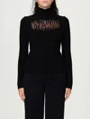 Genny Fitted High Neck Long Sleeve Knit Sweater In Black