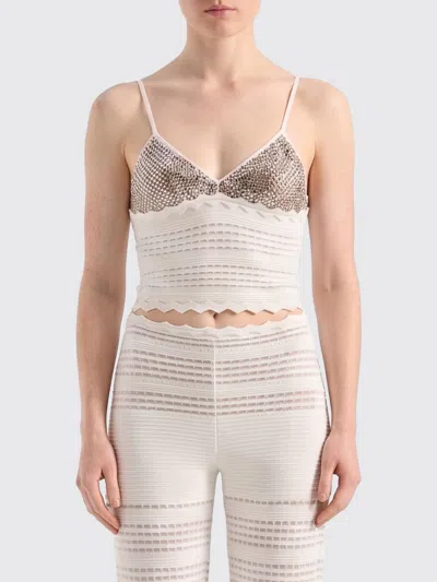 Genny White Embellished V Neck Top