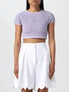 Genny Open-knit Cropped Top In Violet