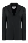 Genny Tailored Tech Fabric Jacket In Black