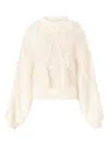 Genny Textured Pom-pom Sweater In White