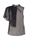 Genny Asimmetrical Top In Silk In Black