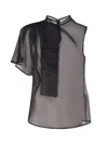 Genny Asimmetrical Top In Silk In Black