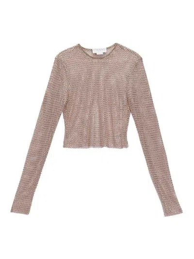 Genny Top Net Pearls And Crystals In Pink