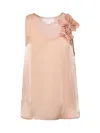 Genny Embellished Floral Round Neck Sleeveless Top In Pink