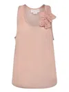 Genny Pink Satin Top With Flower In Pink