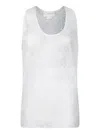 Genny Silk White Top With Delicate Floral Pattern In White