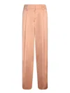 Genny Satin Trousers With Belt Loops And Pockets In Beige