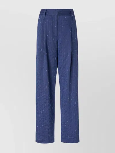 Genny Trousers Wide-leg High-rise Pockets In Blue