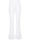 Genny Satin Trousers With Button Detail And Flared Leg In White