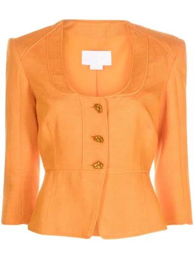 Genny Twill-blazer Mit U-ausschnitt In Orange