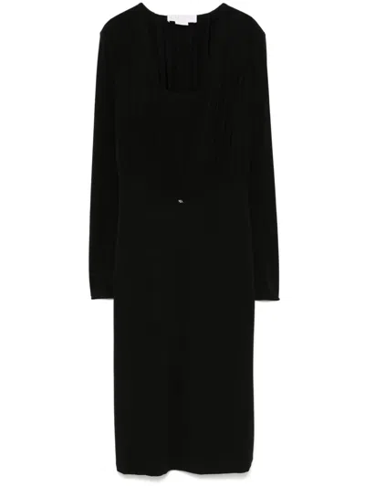Genny V-neck Mini Dress In Black