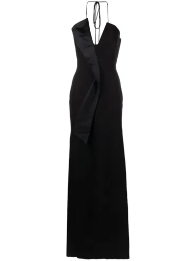 Genny V-neck Sleeveless Long Dress In Black