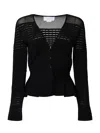 GENNY V-NECK SWEATER WITH GODET FLOUNCE