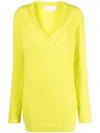 Genny V-neck Wool Jumper In Green
