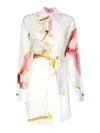 Genny Long Dress With Orchid Print In White