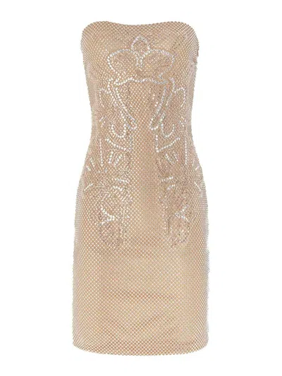 Genny Nude Strapless Short Dress In Neutral