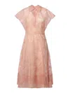 Genny Womens Flared Embroidered Woven Midi Dress Sea Shell Rose In Nude & Neutrals