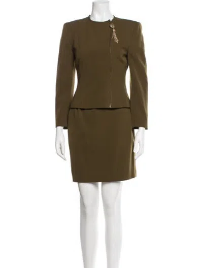 Pre-owned Genny Vintage 1990's Skirt Suit In Green