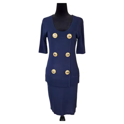 Pre-owned Genny Vintage 1990s Navy Blue Knit Suit