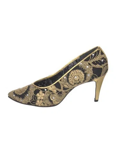 Pre-owned Genny Vintage Floral Print Pumps In Multicolor