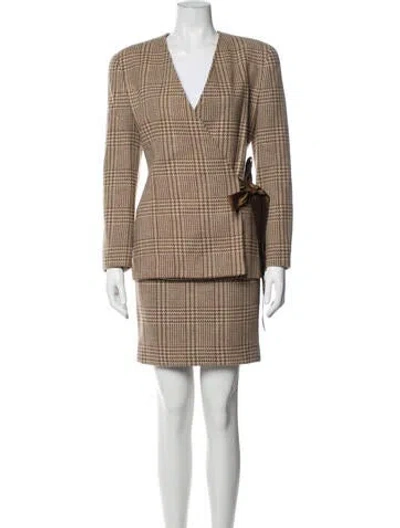 Pre-owned Genny Vintage Late 1980's - Early 1990's Skirt Suit In Brown