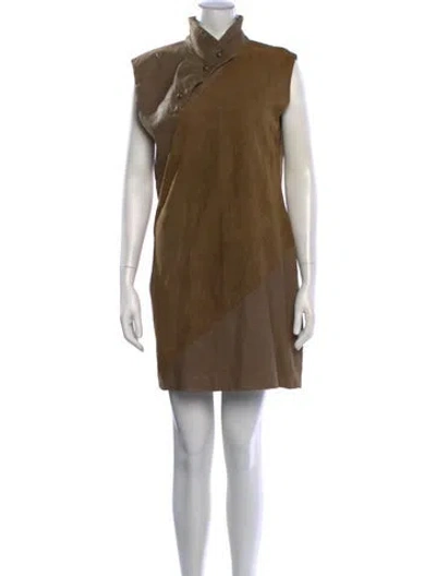 Pre-owned Genny Vintage Mini Dress In Brown