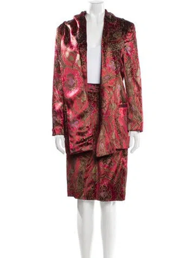 Pre-owned Genny Vintage Printed Skirt Suit In Red