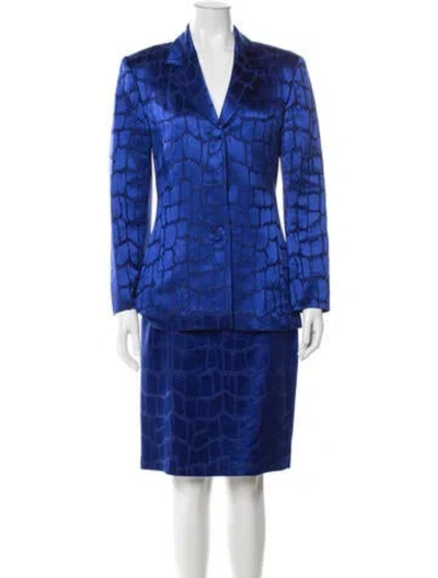 Pre-owned Genny Vintage Wool Skirt Set In Blue