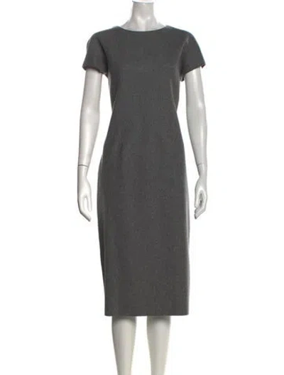 Pre-owned Genny Virgin Wool Knee-length Dress In Grey