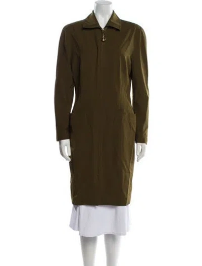 Pre-owned Genny Virgin Wool Trench Coat In Green