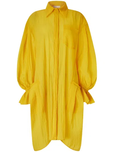 Genny Voluminous Shirt Dress In Yellow