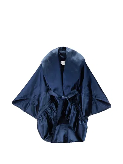 Genny Waisted-belt Draped Jacket In Blue