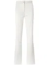 Genny Satin Trousers With Button Detail And Flared Leg In White