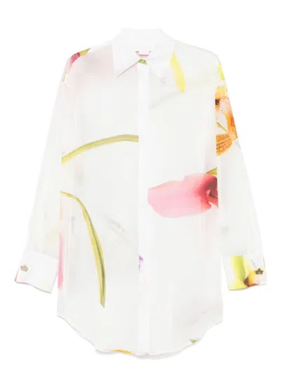 GENNY WHITE FLORAL-PRINT SHIRT