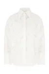 Genny Cotton Shirt With Embroidered Pattern And Sheer Fabric In White
