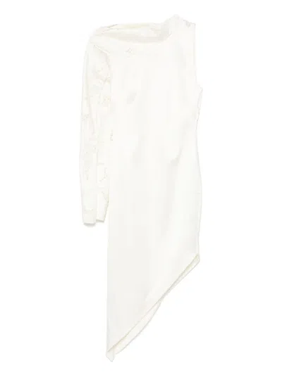 GENNY WHITE ONE SHOULDER MIDI DRESS
