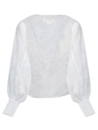 Genny White Organza Flower Jacket