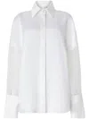 Genny Satin Shirt With French Cuffs And Long Sheer Sleeves In White