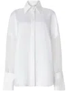Genny Satin Shirt With French Cuffs And Long Sheer Sleeves In White