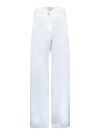 Genny Wide-leg Trousers With Polished Finish In White