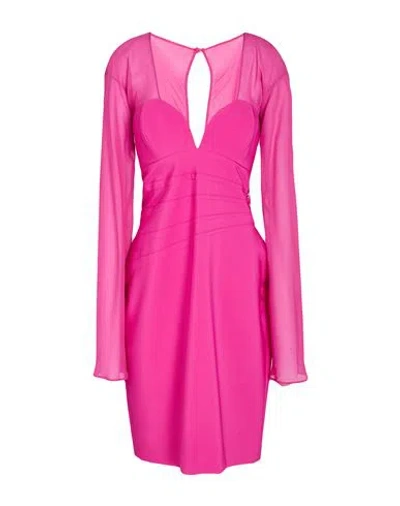 Genny Woman Midi Dress Fuchsia Size 10 Polyester, Elastane, Silk In Multi