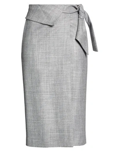 Genny Woman Midi Skirt Grey Size 8 Wool, Viscose, Polyamide In Gray
