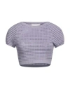 Genny Open-knit Cropped Top In Purple